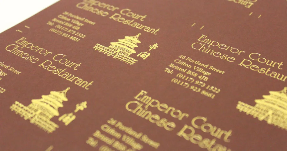 Gold foil menu