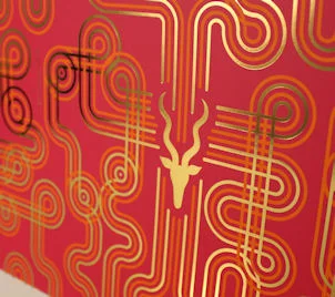 Gold foil line work