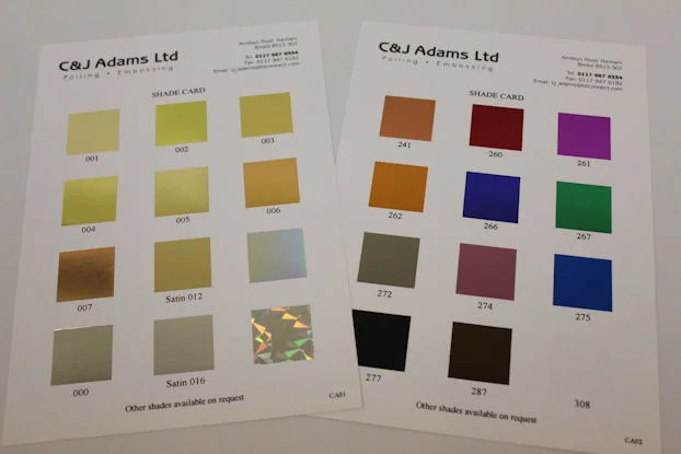 Foil shade cards